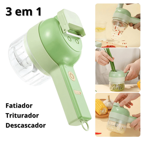 Processador Triturador Cortador Elétrico Multifuncional 3 Em 1 - EBMIX - Para Vegetais Legumes Carnes Alho Aço Inoxidável