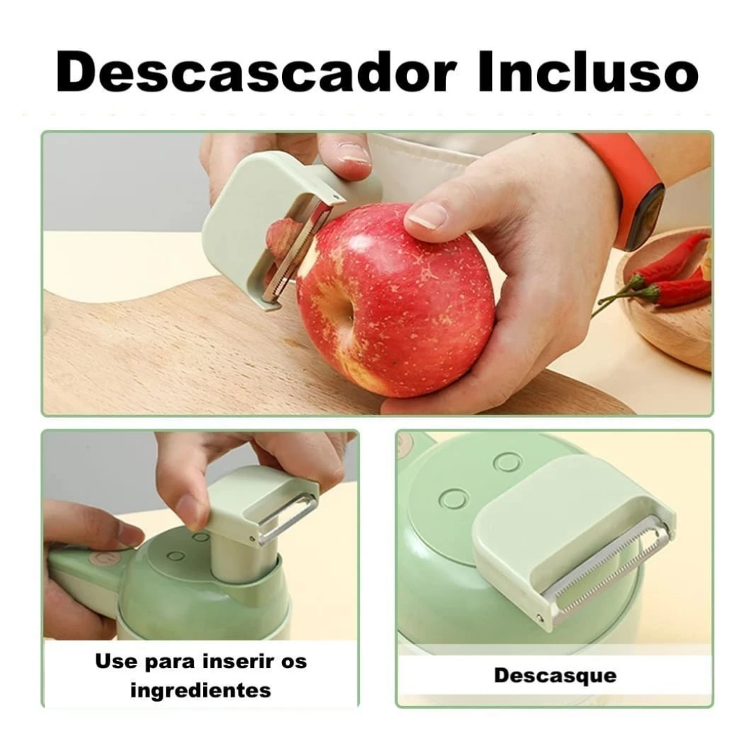 Processador Triturador Cortador Elétrico Multifuncional 3 Em 1 - EBMIX - Para Vegetais Legumes Carnes Alho Aço Inoxidável