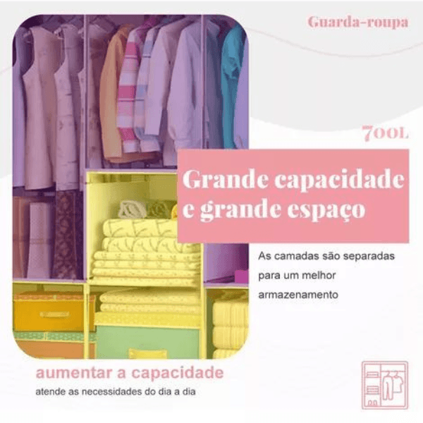 Guarda Roupas Organizador Armário Dobrável 2 Portas