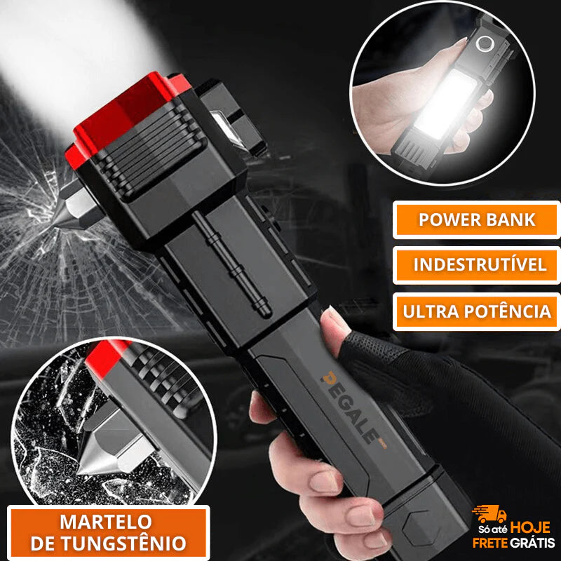 Lanterna Tática 4 em 1 com Powerbank Integrado