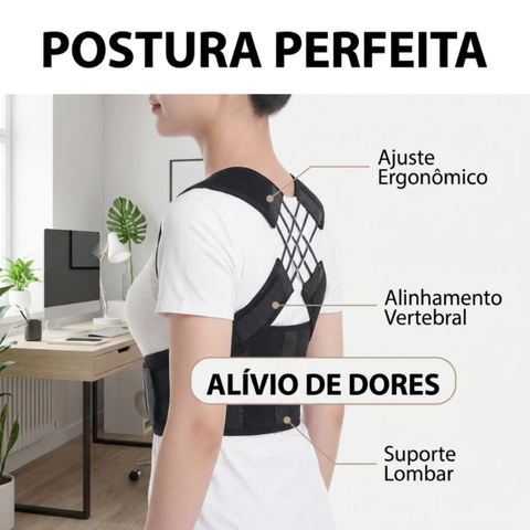 Corretor Postural Ergonômico Pro Max - Alinha Coluna Ajusta Postura Unissex