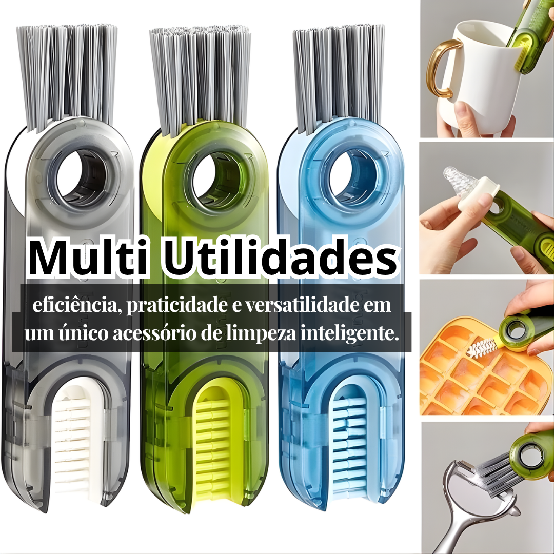 Escova TotalClean™ – 3 Funções em 1 Limpeza Profunda Garrafas Copos Tampas Cantos difíceis Compre 1 Leve 2