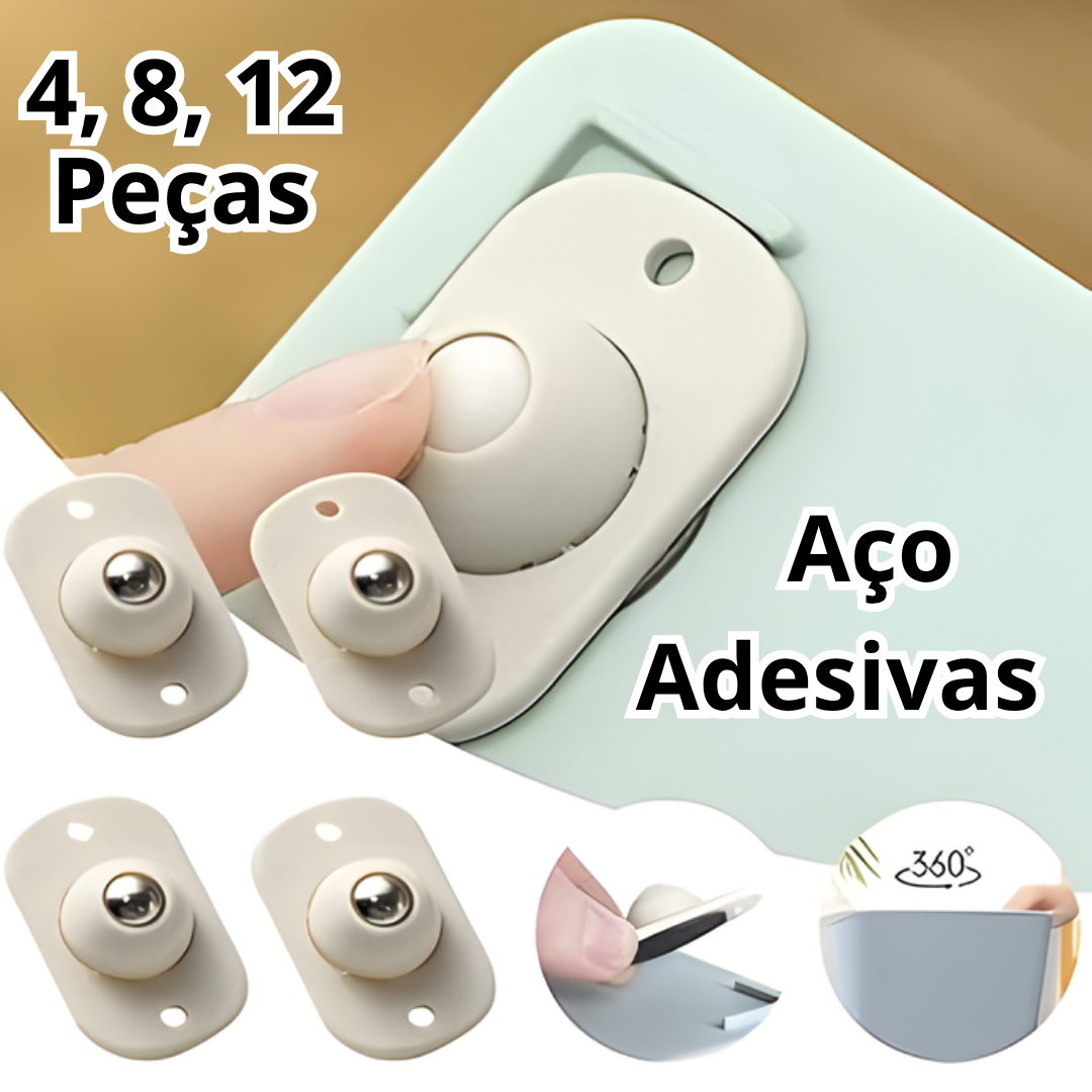 MOVETO - Kit Rodinhas Adesivas Universal Aço Inoxidável 360 Graus Rotação