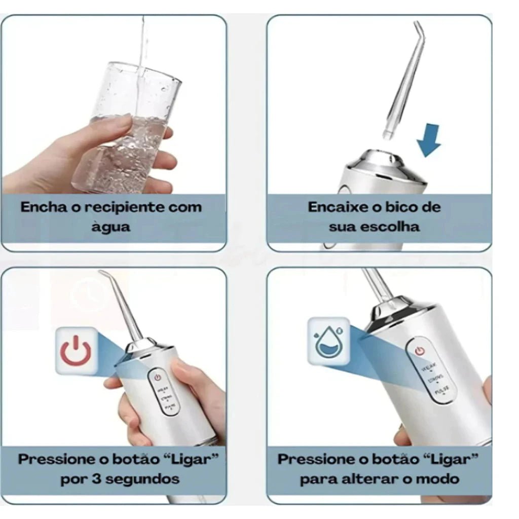 OralFlow + Kit de Acessórios Grátis! Revitalize seu sorriso com o poder da limpeza completa e eficaz!