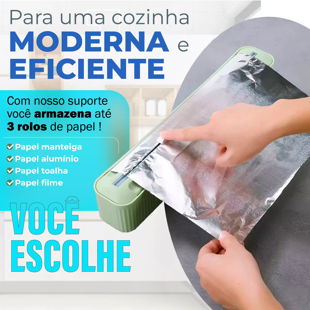 Suporte Papel Filme Porta Rolo Aluminio Corta Facil Magnetico