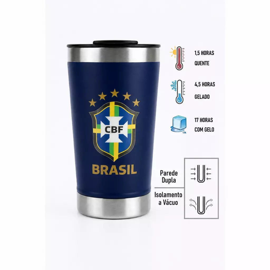 Copo Térmico PERSONALIZADO 473mL com Logo Copa do mundo COM TAMPA gravação a laser