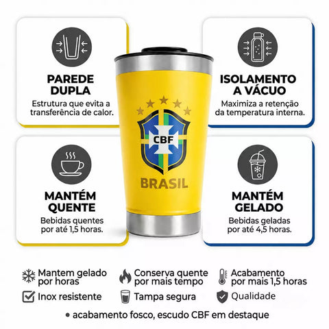 Copo Térmico PERSONALIZADO 473mL com Logo Copa do mundo COM TAMPA gravação a laser