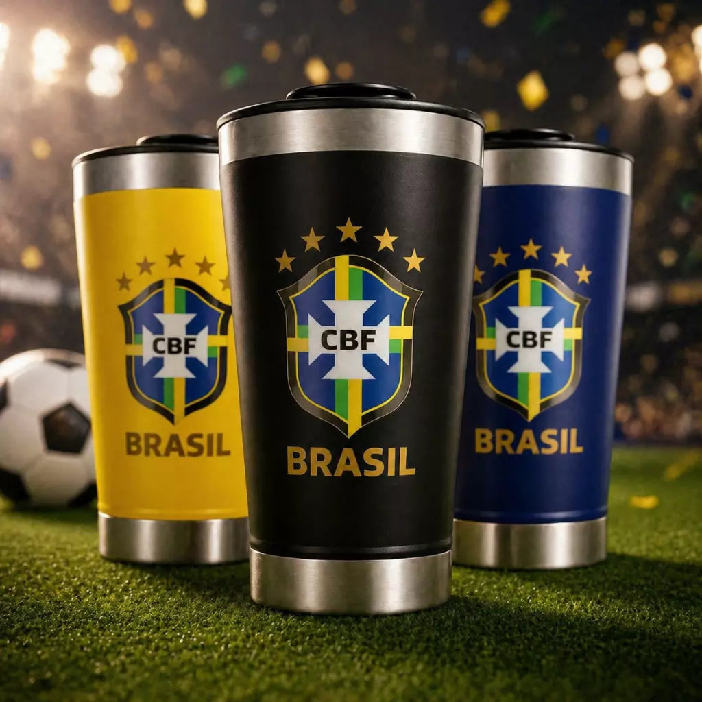 Copo Térmico PERSONALIZADO 473mL com Logo Copa do mundo COM TAMPA gravação a laser