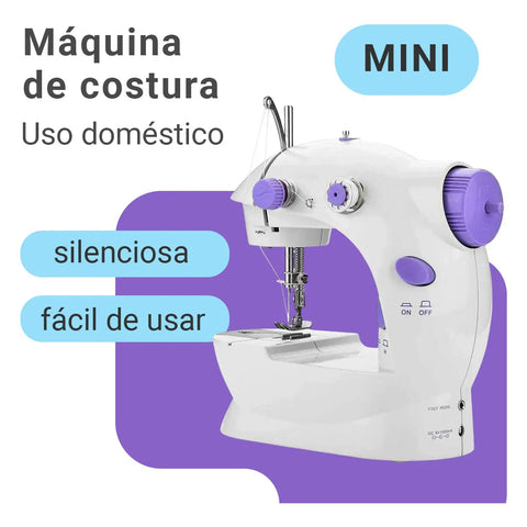 Mini Maquina Costura Portátil Elétrica + Pedal Bivolt 110v/220v + Brinde