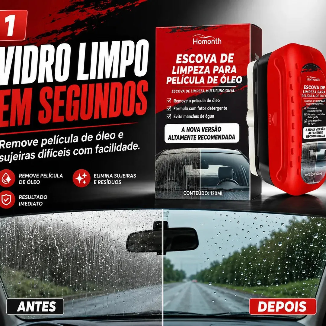 Kit Removedor de Oleosidade para Vidros Automotivo 120ml Escova + Solução Hidrofobica Anti-Chuva