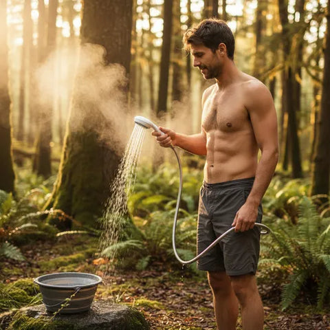 Ducha Chuveiro Portátil e Recaregável para Lugares Isolados Acampamentos Praia Pesca Mata