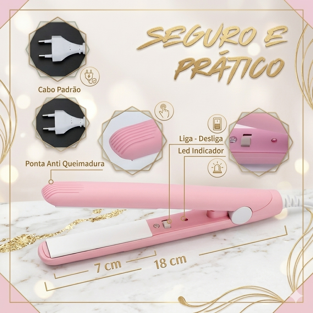 MINI MODELADOR VERSÁTIL PLUS PROFISSIONAL - Bivolt Portátil Alisa Modela Faz Cachos Retoca Pontas Franja