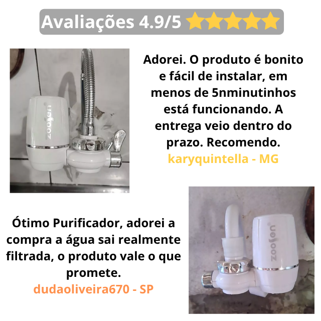 Torneira Filtro Purificador De Água Carvão Ativo PURELIFE - A garantia de água fresca e saudável para toda a sua família!