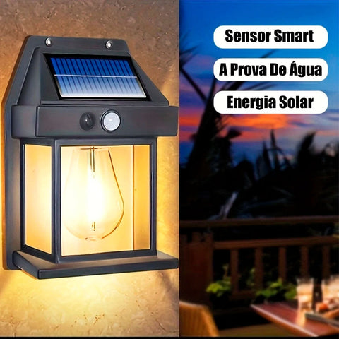 Arandela De Parede Externa Refletor Solar A Prova De Água Com Sensor