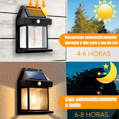 Arandela De Parede Externa Refletor Solar A Prova De Água Com Sensor