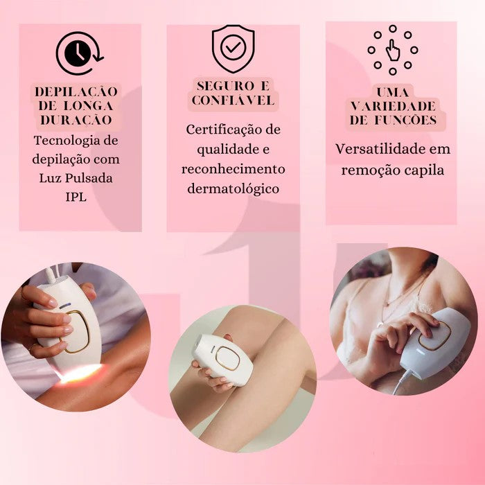Depilador Indolor LaserSmooth Pro® + Óculos de Proteção UV + Lâmina de Barbear BRINDE