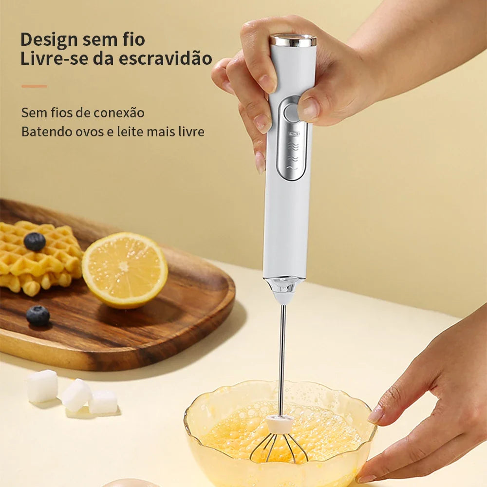 Batedor Misturador Mixer Elétrico para Bebidas Leite Café Portátil