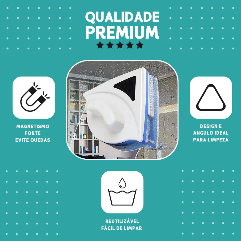 Limpador de Vidros Magnético Dupla Face - Super Imã