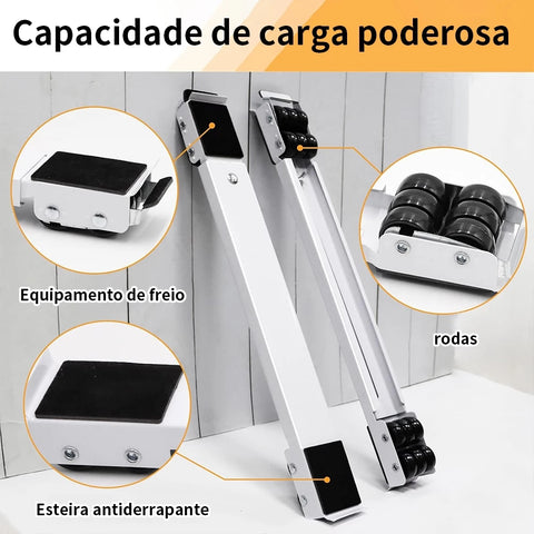 Base com Rodinhas para Moveis Ajustável | FlexMove - Mova Geladeira Fogão Freezer Máquina Sem Esforço ou Perigo