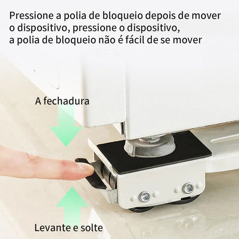 Base com Rodinhas para Moveis Ajustável | FlexMove - Mova Geladeira Fogão Freezer Máquina Sem Esforço ou Perigo