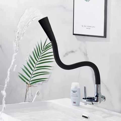 Torneira Gourmet Luxo Flexível Cozinha Parede 2 Jatos Pia Cor Preto