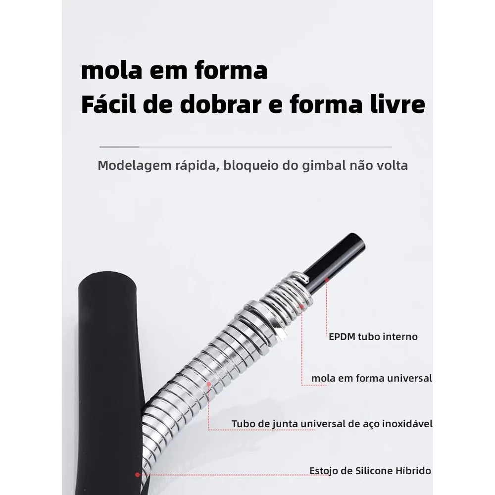 Torneira Gourmet Luxo Flexível Cozinha Parede 2 Jatos Pia Cor Preto