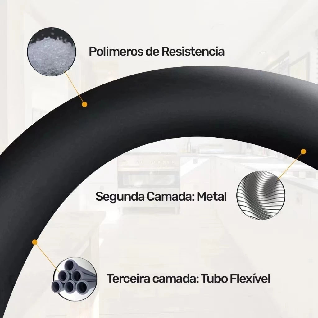Torneira Gourmet Luxo Flexível Cozinha Parede 2 Jatos Pia Cor Preto