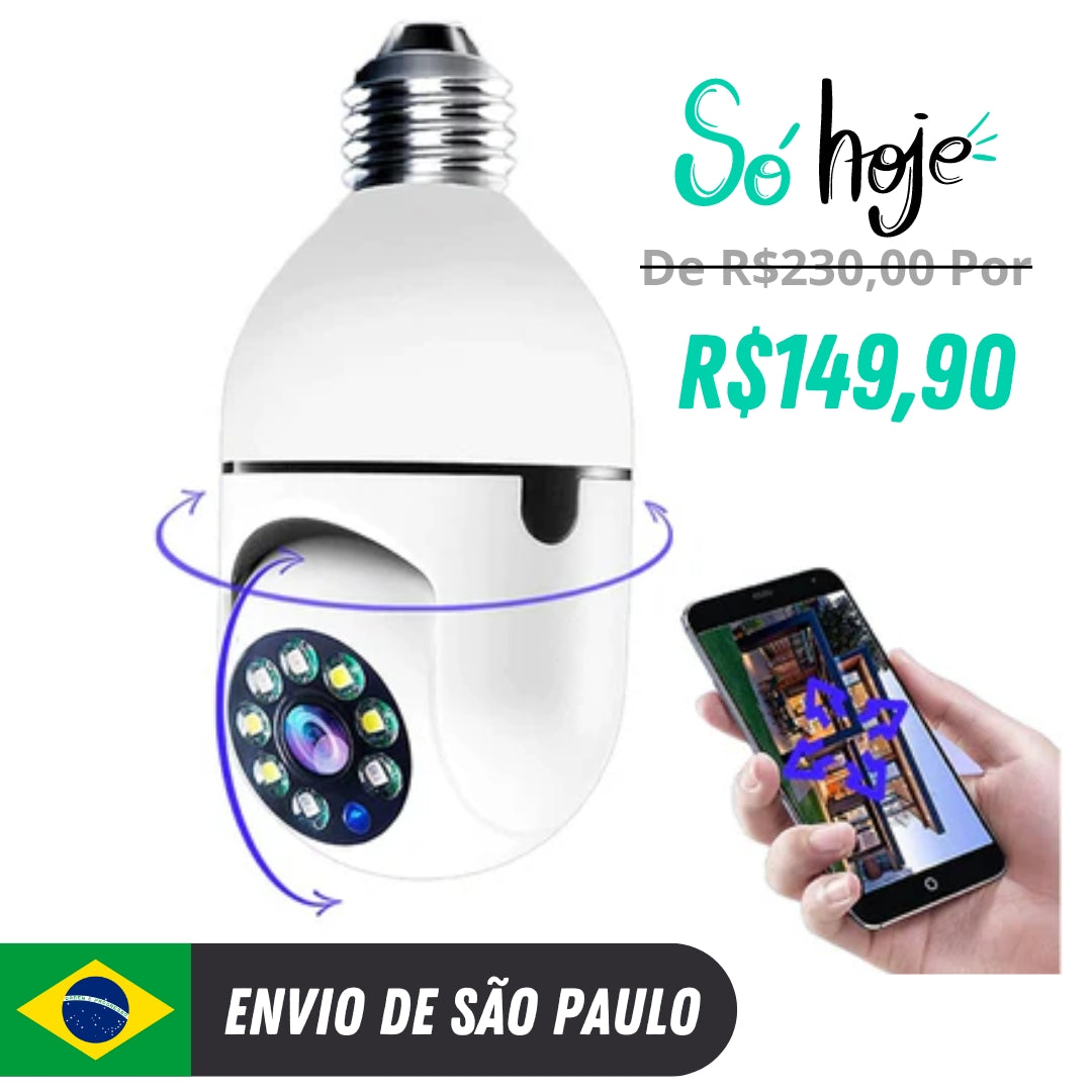 Câmera Spy 360º Segurança Full HD Inteligente Com Conexão WI-FI