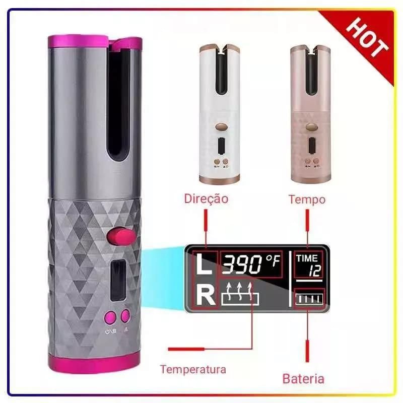 Modelador de Cabelo Automático Sem Fio com Bateria Recarregável