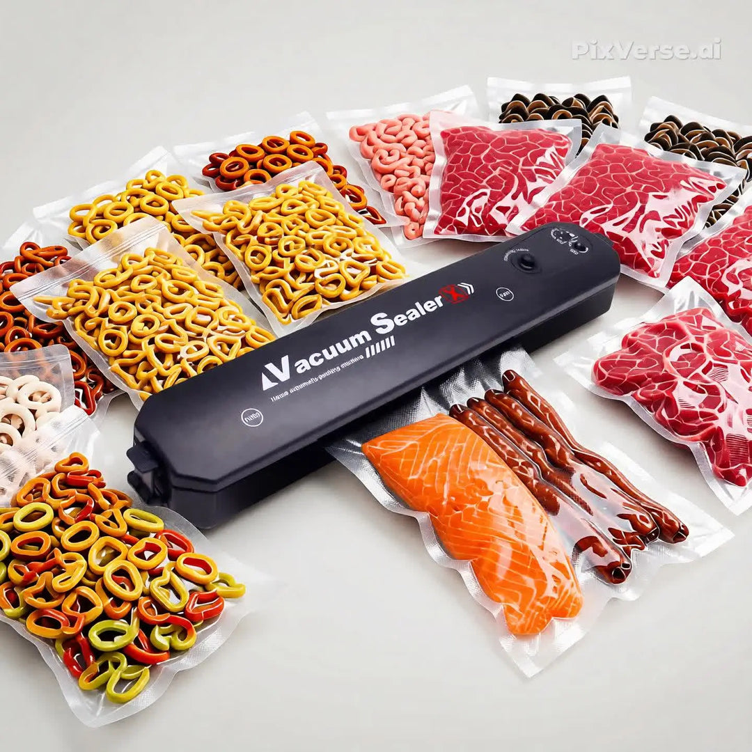 Seladora a Vácuo Portátil Máquina de Embalar Alimentos + 10 Sacos à Vacuo