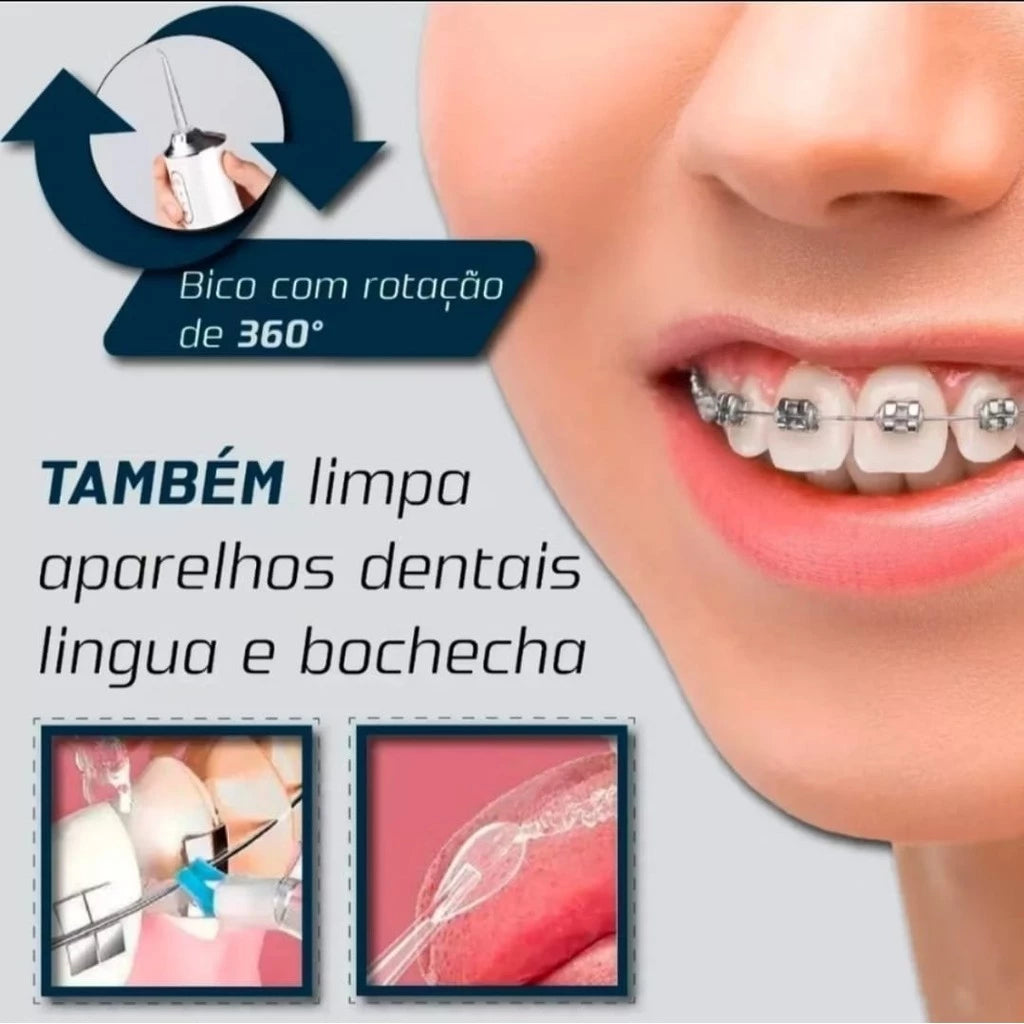 Irrigador Oral Recarregável - CleanJet - Revitalize seu sorriso com o poder da limpeza completa e eficaz!