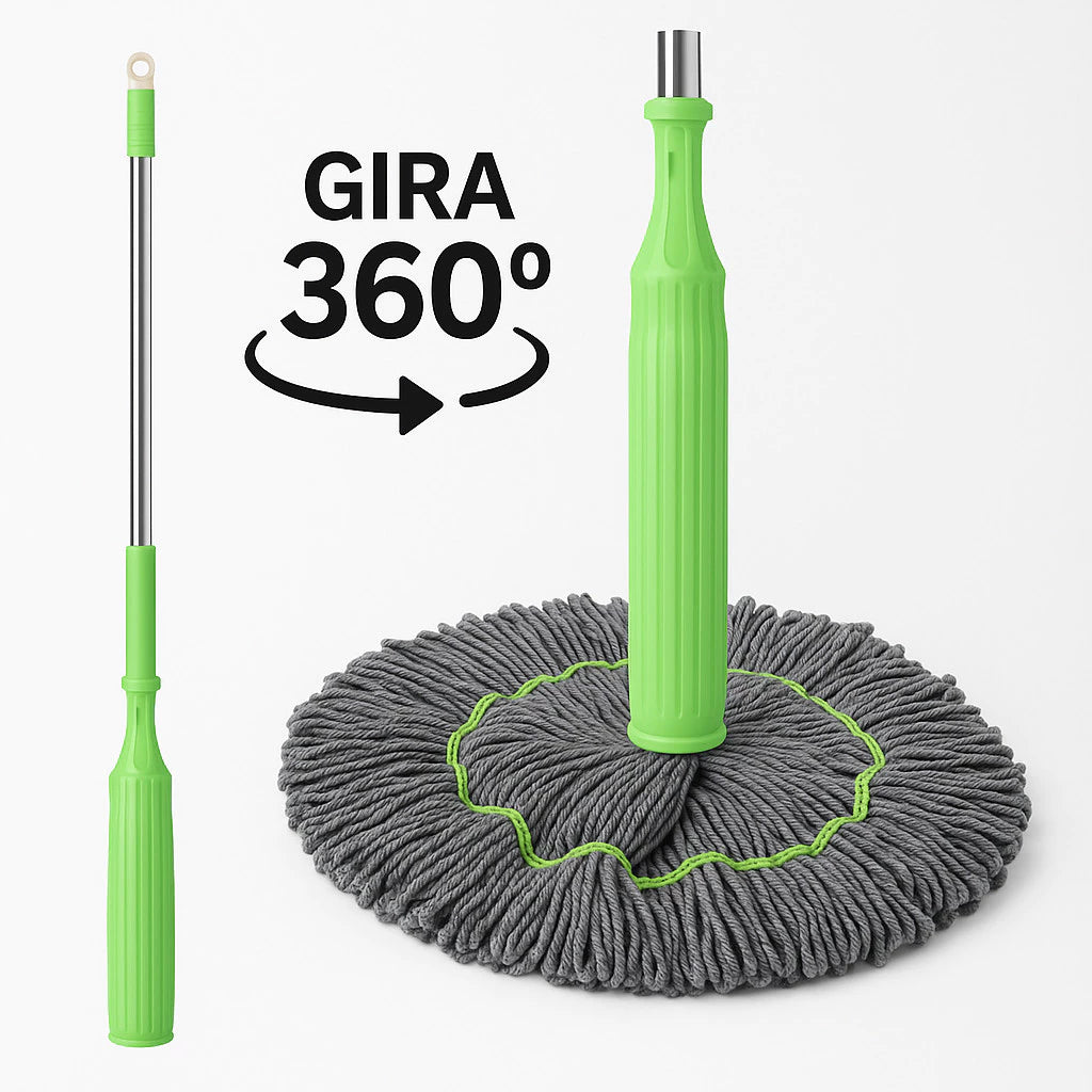 MOP Esfregão 2 em 1 com AUTOSECAGEM Giratório Limpeza Completa
