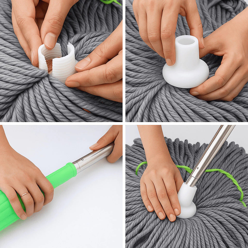 MOP Esfregão 2 em 1 com AUTOSECAGEM Giratório Limpeza Completa