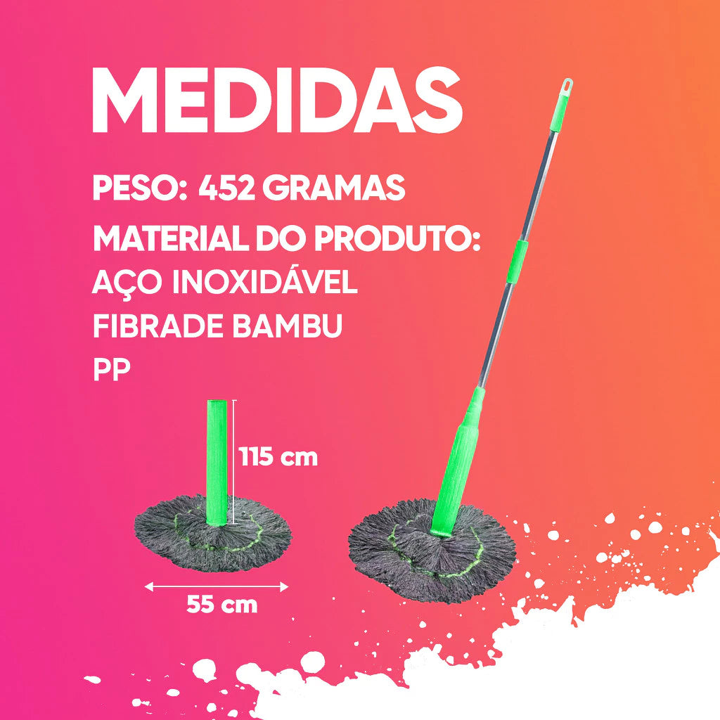 MOP Esfregão 2 em 1 com AUTOSECAGEM Giratório Limpeza Completa