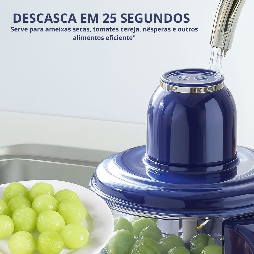 PELL PRO Descascador Elétrico — Uvas, Tomates e Alho prontos em segundos sem bagunça