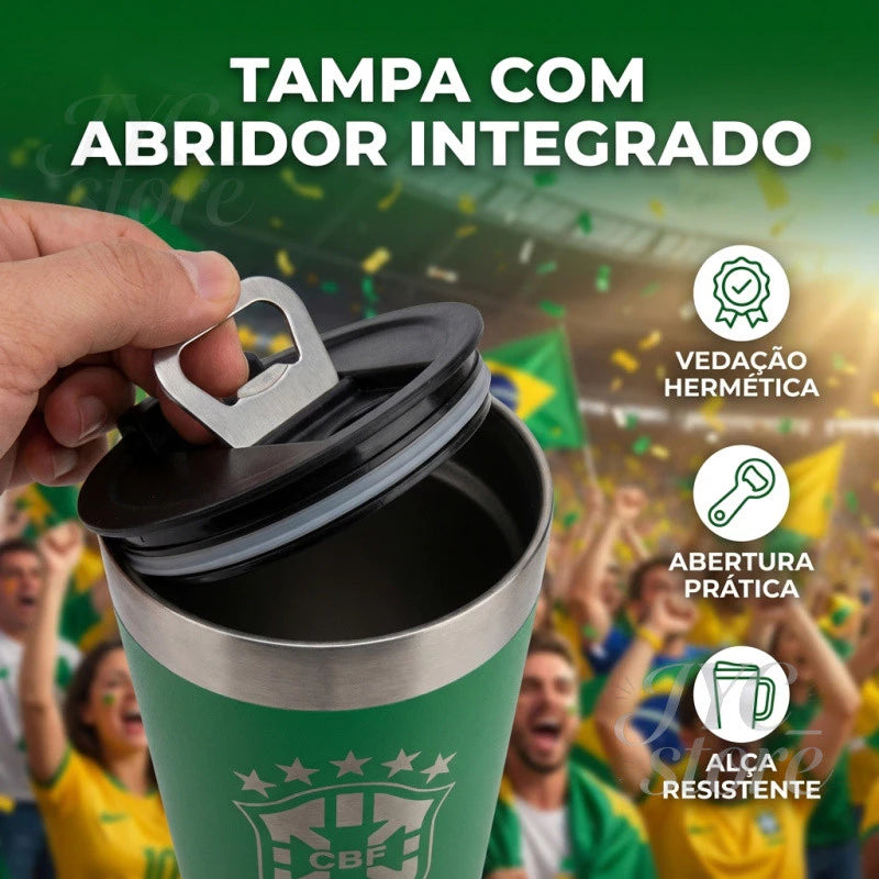 Copo Térmico PERSONALIZADO 473mL com Logo Copa do mundo COM TAMPA gravação a laser