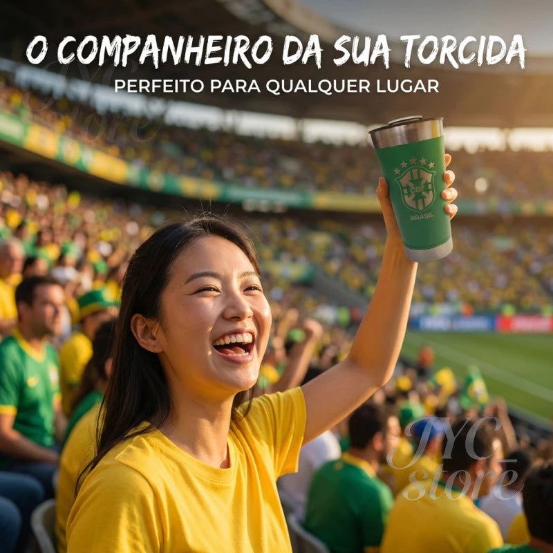 Copo Térmico PERSONALIZADO 473mL com Logo Copa do mundo COM TAMPA gravação a laser