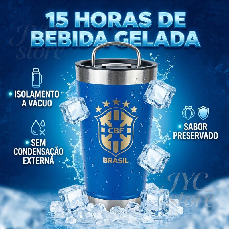 Copo Térmico PERSONALIZADO 473mL com Logo Copa do mundo COM TAMPA gravação a laser