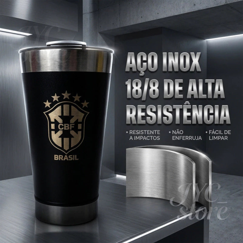 Copo Térmico PERSONALIZADO 473mL com Logo Copa do mundo COM TAMPA gravação a laser